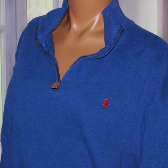Men's Polo Ralph Lauren Blue Cotton Blend Pullover - Picture 2 of 4
